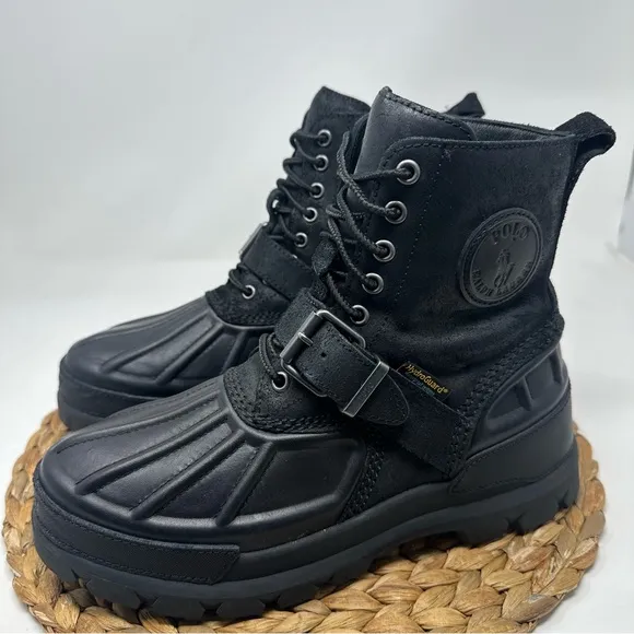 POLO RALPH LAUREN Oslo High Boots Leather Black Size 7.5 Men's