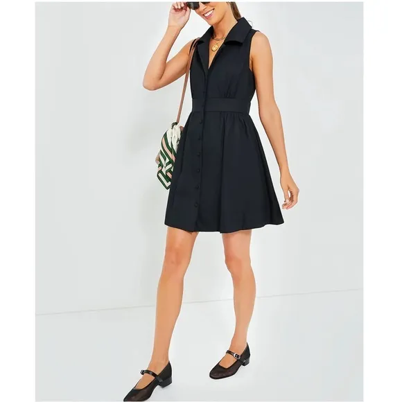 POMANDER PLACE Black Sleeveless Noelle Shirt Dress