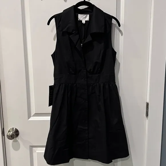 POMANDER PLACE Black Sleeveless Noelle Shirt Dress