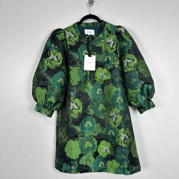 POMANDER PLACE Green Jacquard Samantha Dress NEW
