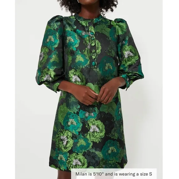 POMANDER PLACE Green Jacquard Samantha Dress NEW