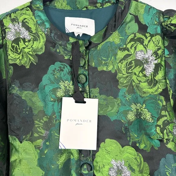POMANDER PLACE Green Jacquard Samantha Dress NEW