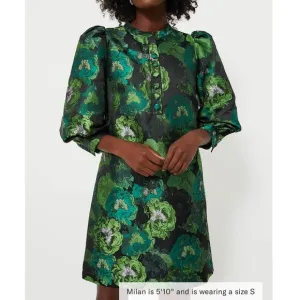 POMANDER PLACE Green Jacquard Samantha Dress NEW