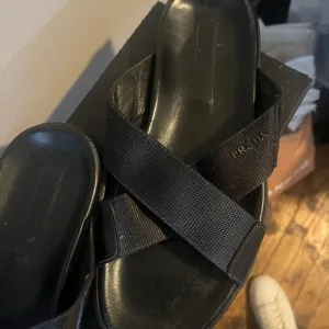 Prada Black Cross-Strap Sandals slighly used