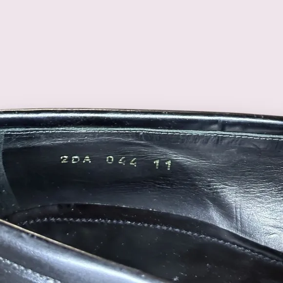 Prada Men's Black Leather Loafers with Silver Tone Buckle Detail Men’s 11