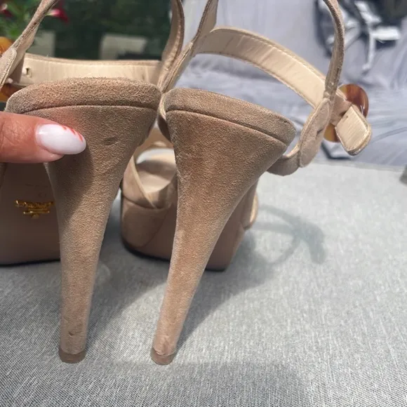 Prada platform ankle strap heels sandals