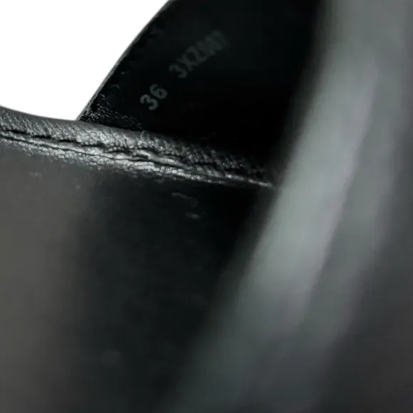 PRADA - SIZE 36EU / 6 US - BLACK LEATHER PLATFORM WEDGE ANKLE SANDALS