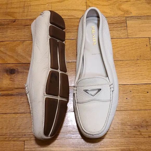PRADA white loafers