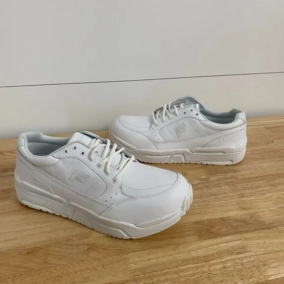 Propet Sanford White Leather Walking Sneakers, Men's Size 11(5E) Extra Wide
