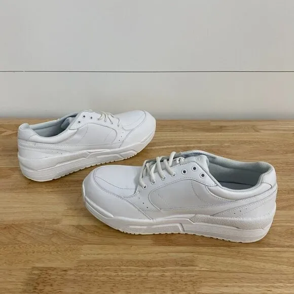 Propet Sanford White Leather Walking Sneakers, Men's Size 11(5E) Extra Wide
