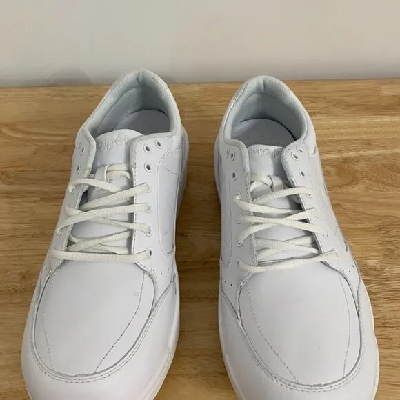 Propet Sanford White Leather Walking Sneakers, Men's Size 11(5E) Extra Wide