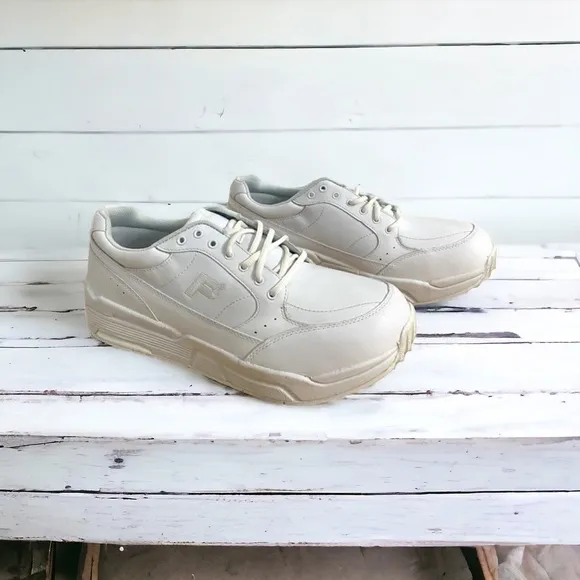Propet Sanford White Leather Walking Sneakers, Men's Size 11(5E) Extra Wide