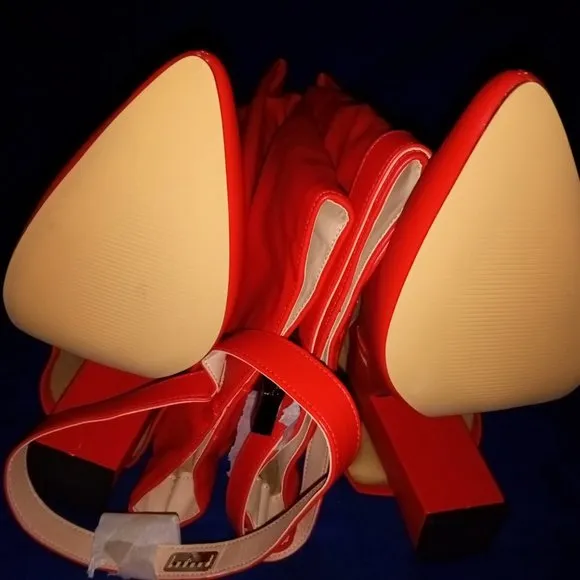 Public Desire  ANOTHER LEVEL Echo Red Knee High Boots ( BRAND NEW !!! )