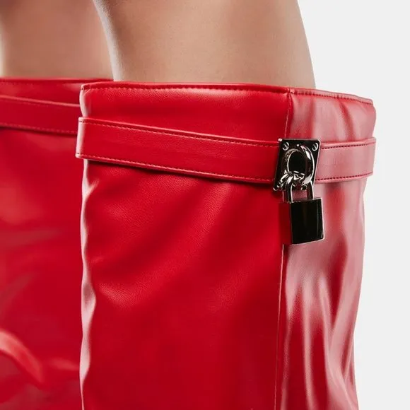 Public Desire  ANOTHER LEVEL Echo Red Knee High Boots ( BRAND NEW !!! )