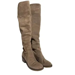 Pura Lopez Suede Leather Knee High Brown Riding Boots Women's Size EUR 40