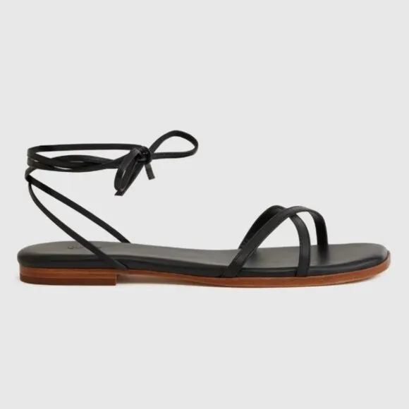 Quince 100% Leather Wrap Sandal Black 10