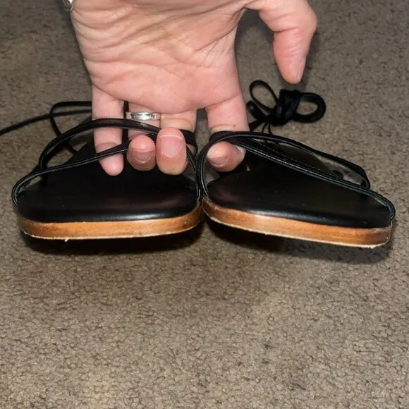 Quince 100% Leather Wrap Sandal Black 10