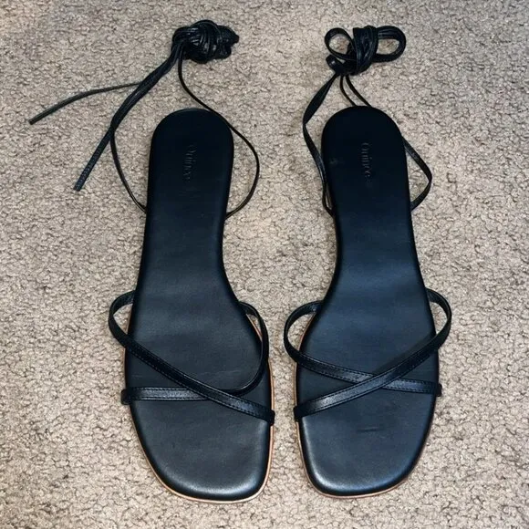 Quince 100% Leather Wrap Sandal Black 10