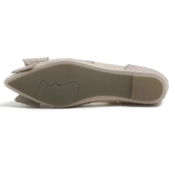 Qxcgdyxt Flat Shoes Women Cream Polyurethane (PU) Ballet Slip On Sparkly Flats