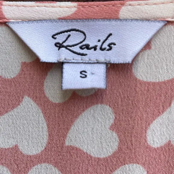 Rails Silk Leanne Heart Print Wrap Pink Dress New
