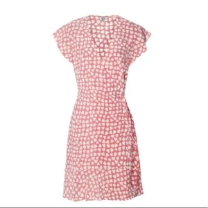 Rails Silk Leanne Heart Print Wrap Pink Dress New