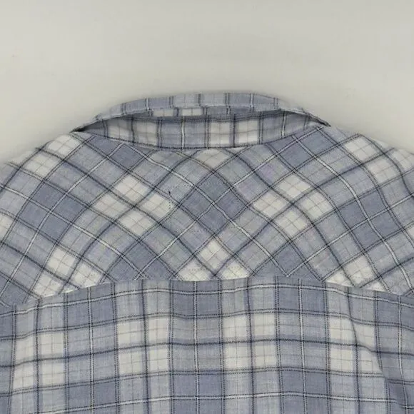 Rails Wyatt Seaglass Melange Shirt XXL Blue Plaid Soft Brushed Cotton Casual