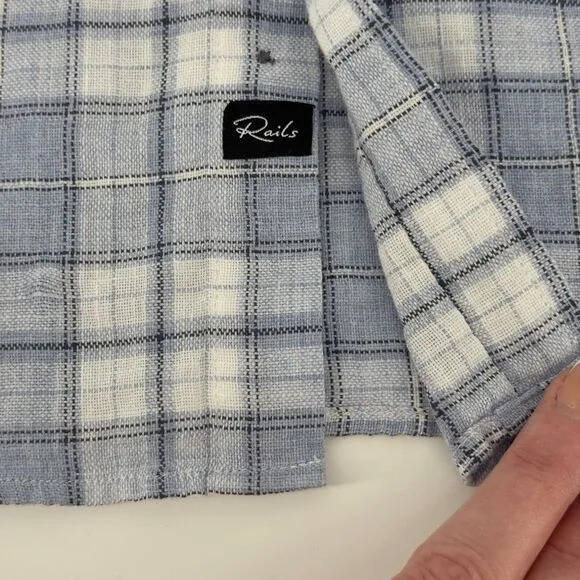 Rails Wyatt Seaglass Melange Shirt XXL Blue Plaid Soft Brushed Cotton Casual