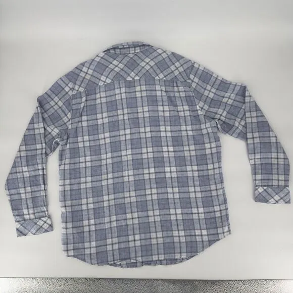 Rails Wyatt Seaglass Melange Shirt XXL Blue Plaid Soft Brushed Cotton Casual