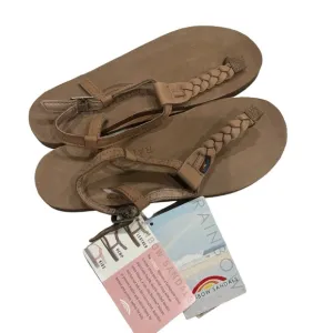 RAINBOW T-STREET LEATHER  T-STRAP SANDALS WOMEN'S SIZE SMALL 5 1/2-6 1/2 Brown
