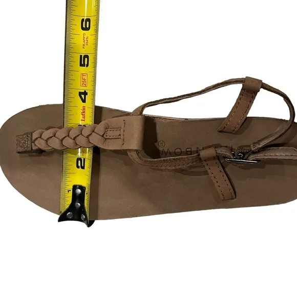 RAINBOW T-STREET LEATHER  T-STRAP SANDALS WOMEN'S SIZE SMALL 5 1/2-6 1/2 Brown