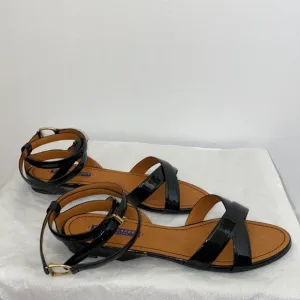 Ralph Lauren black double ankle-wrap sandals 9.5