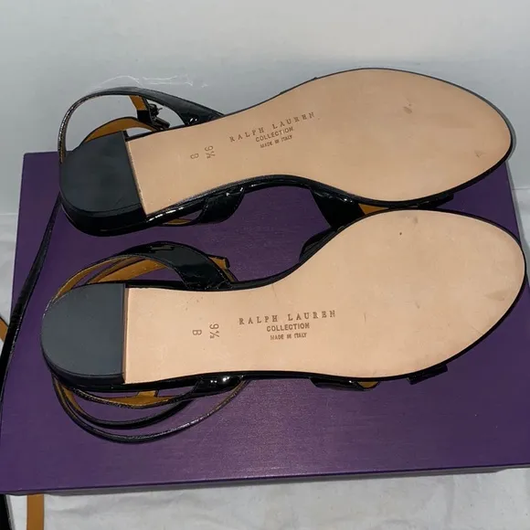 Ralph Lauren black double ankle-wrap sandals 9.5