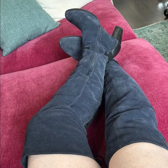 RARE Anthropologie Over the Knee-High Boots in Navy