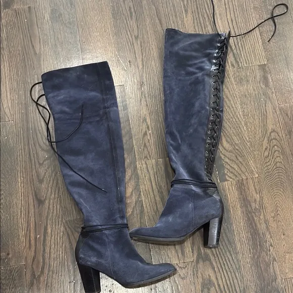 RARE Anthropologie Over the Knee-High Boots in Navy