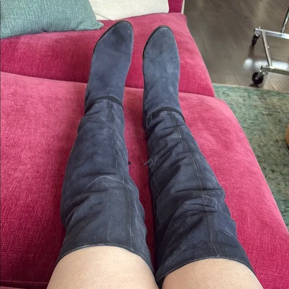 RARE Anthropologie Over the Knee-High Boots in Navy