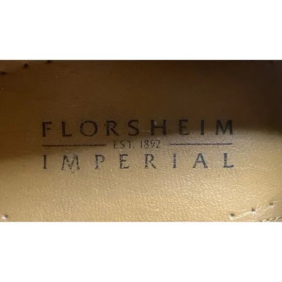 Rare FLORSHEIM &quot;Baxley&quot; Cream Ornamented Strap Leather Loafers 12 D Pre-Owned