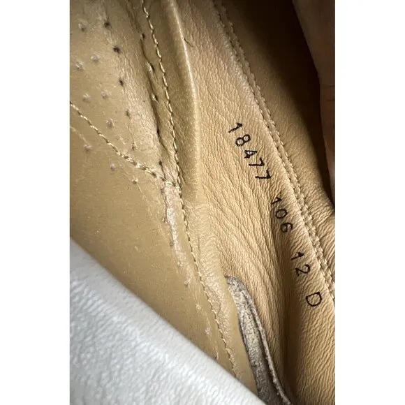 Rare FLORSHEIM &quot;Baxley&quot; Cream Ornamented Strap Leather Loafers 12 D Pre-Owned