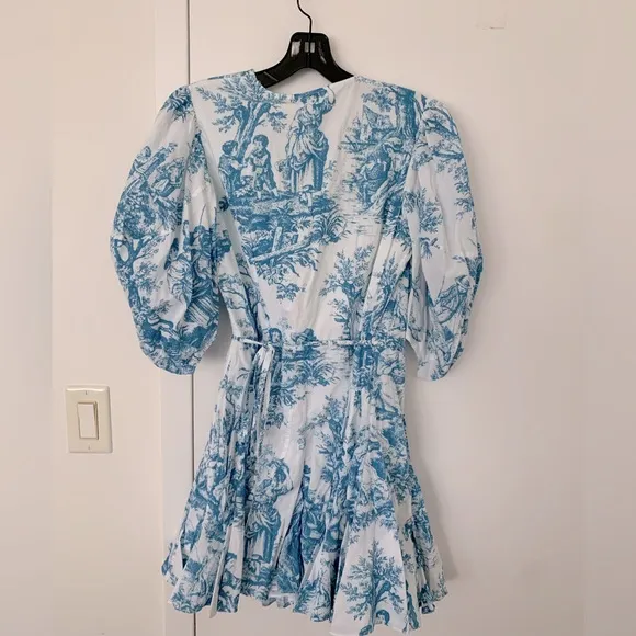 RARE Rhode ROSIE COTTON MINI WRAP DRESS IN FRENCH WHITE TOILE