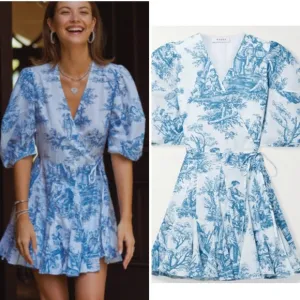 RARE Rhode ROSIE COTTON MINI WRAP DRESS IN FRENCH WHITE TOILE