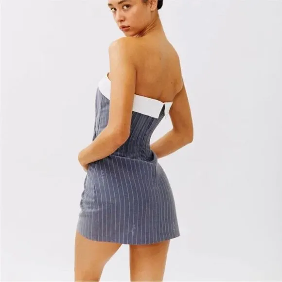 RARE! With Jean Chloe Corset Dress in Pin Me pinstripe