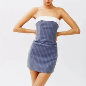 RARE! With Jean Chloe Corset Dress in Pin Me pinstripe