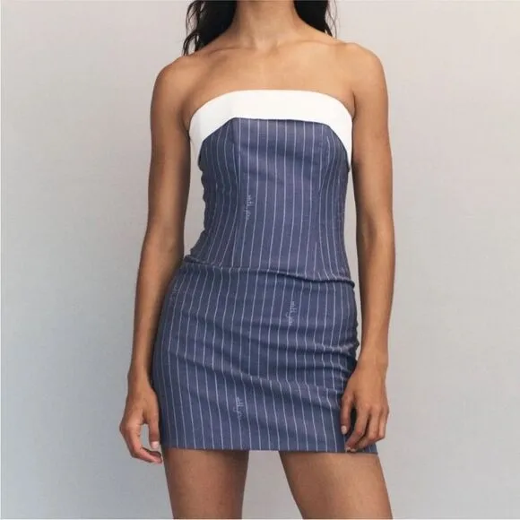 RARE! With Jean Chloe Corset Dress in Pin Me pinstripe