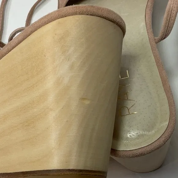 Raye Finley Ankle Tie Wood Wedge Sandals in Ballet Pink Suede