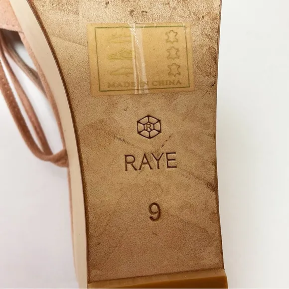 Raye Finley Ankle Tie Wood Wedge Sandals in Ballet Pink Suede