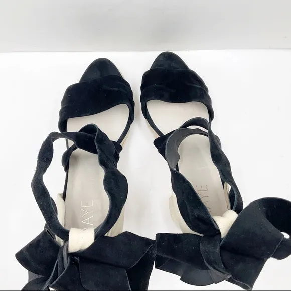 {RAYE} Leather &amp; Suede Ankle Wrap Platform Heels