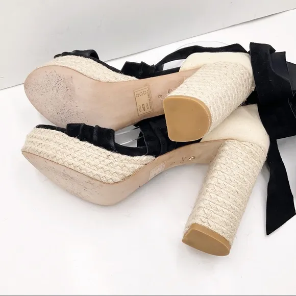 {RAYE} Leather &amp; Suede Ankle Wrap Platform Heels