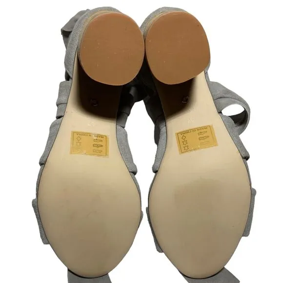 RAYE Mira Heels Sandals Shoes Women's Size US 6.5 / EUR 37 Gray Suede Ankle Wrap