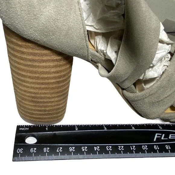 RAYE Mira Heels Sandals Shoes Women's Size US 6.5 / EUR 37 Gray Suede Ankle Wrap