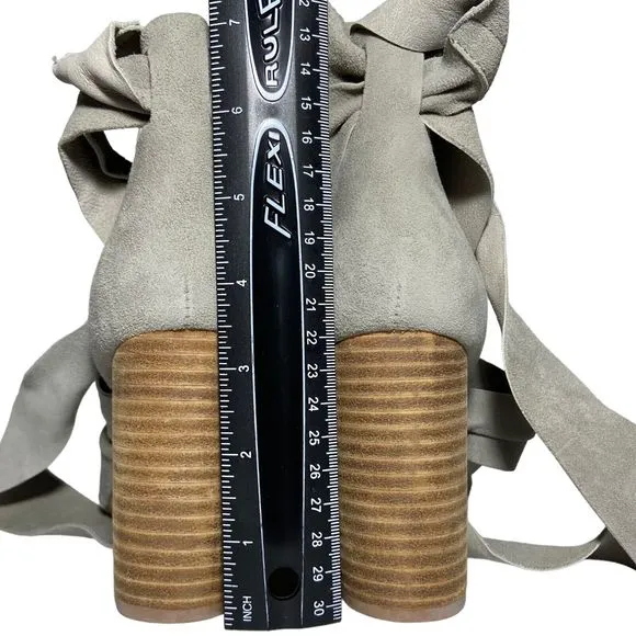 RAYE Mira Heels Sandals Shoes Women's Size US 6.5 / EUR 37 Gray Suede Ankle Wrap