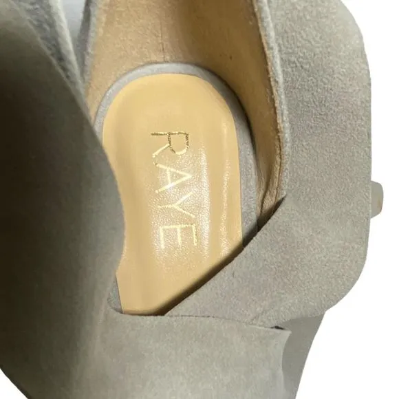 RAYE Mira Heels Sandals Shoes Women's Size US 6.5 / EUR 37 Gray Suede Ankle Wrap
